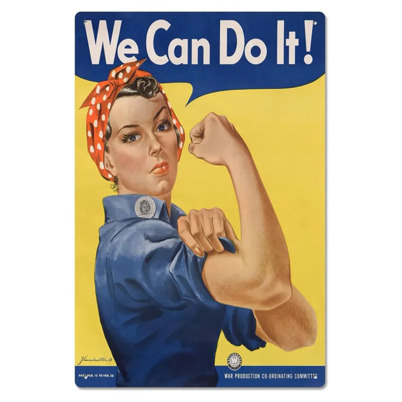 We Can Do It Tin Sign Feminism Inspire Metal Plaque Motivational Quote Rosie the Riveter for Home Bedroom Office Wall Art Decor