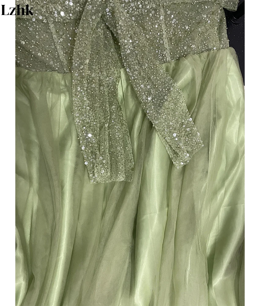 Suknia wieczorowa z tiulu w kształcie litery A, z odkrytymi ramionami, zdobiona cekinami i koralikami, z dekoltem w serduszko, długa do podłogi, idealna na studniówkę.