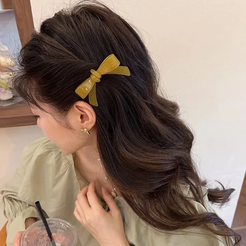 Korean Sweet Bow Acetate Hair Clip Headdress for Women Girls y2k Candy Colored Delicate Hairpin Spring Summer Hair Accessories