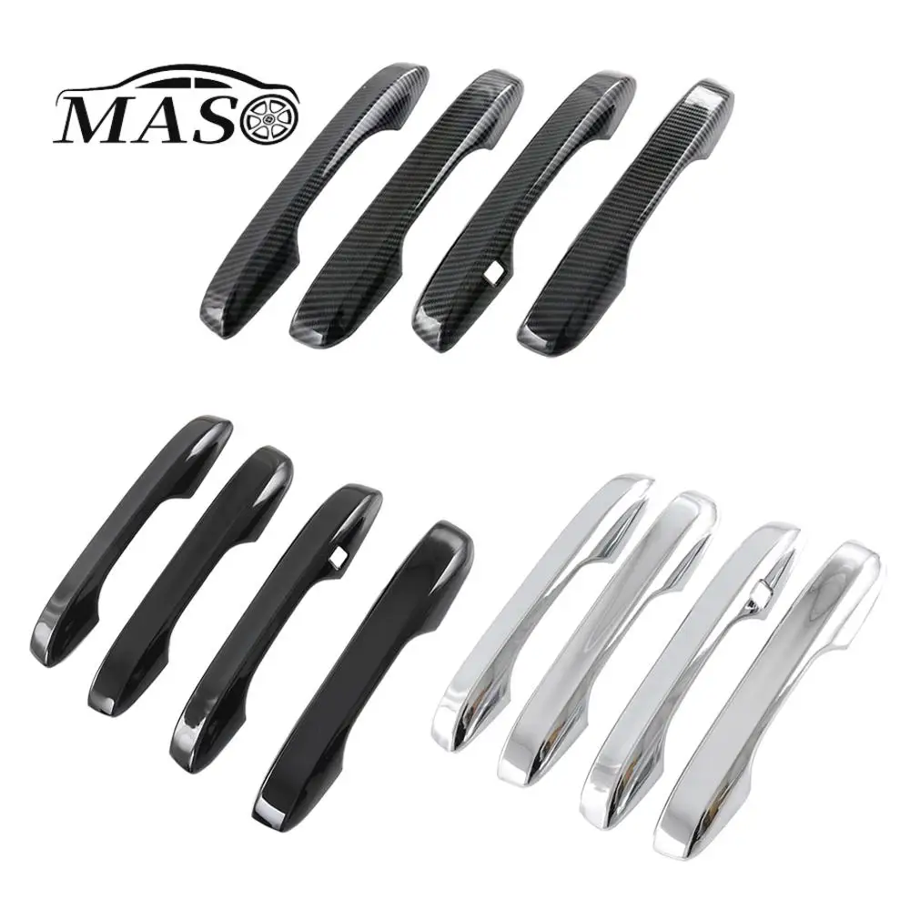 

Хромированный подходит для Honda Civic 2022-2023 гг. Глянцевый черный Накладки на наружные дверные ручки ABS Углеродное волокно Черный