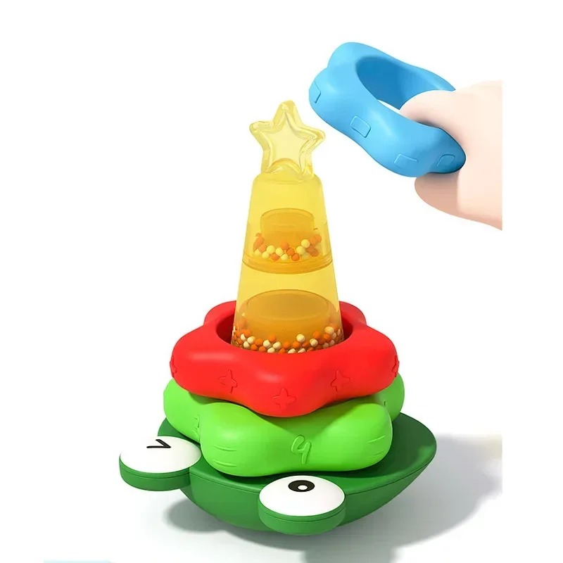 Montessori ซ้อนของเล่นสําหรับทารก 0 12M Rainbow แหวน Stacker เด็ก Stacking Tower สําหรับเด็กวัยหัดเดินการศึกษาการเรียนรู้ Sensory ของเล่น