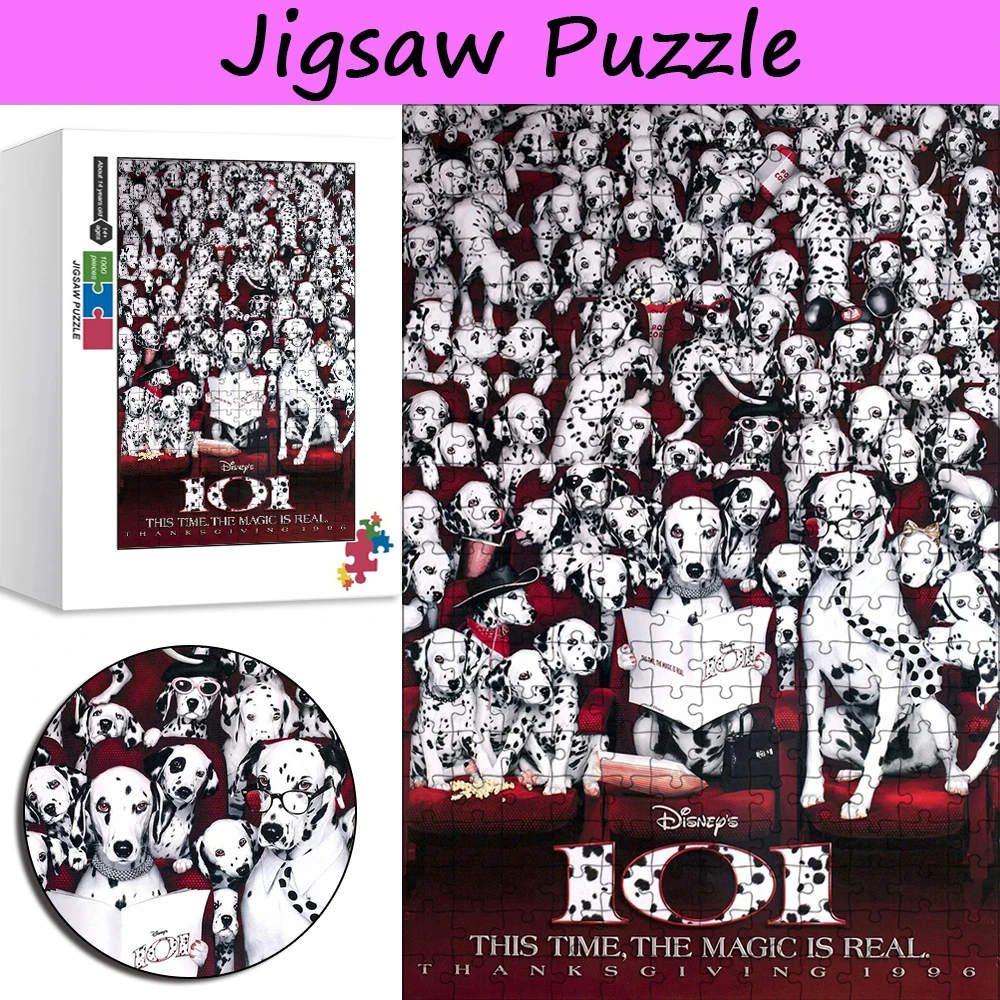 Disney Movie 101 Dalmatians Jigsaw Puzzle 300/500/1000 PCS Cardpaper Wooden Puzzles Difficult Challenges for Kids Handmade Gift