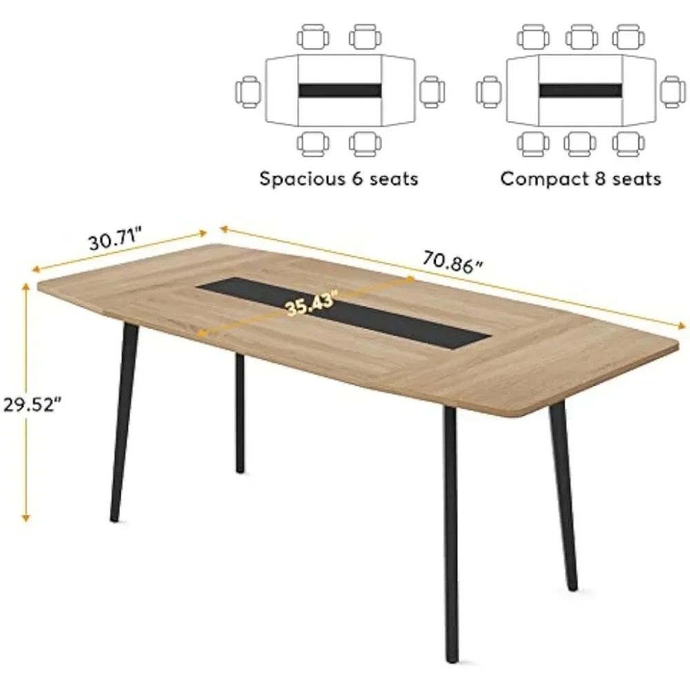 Mesa de jantar moderna para 6 pessoas Mesa de cozinha retangular, mesa de pátio para quintal, sala de jantar e cozinha