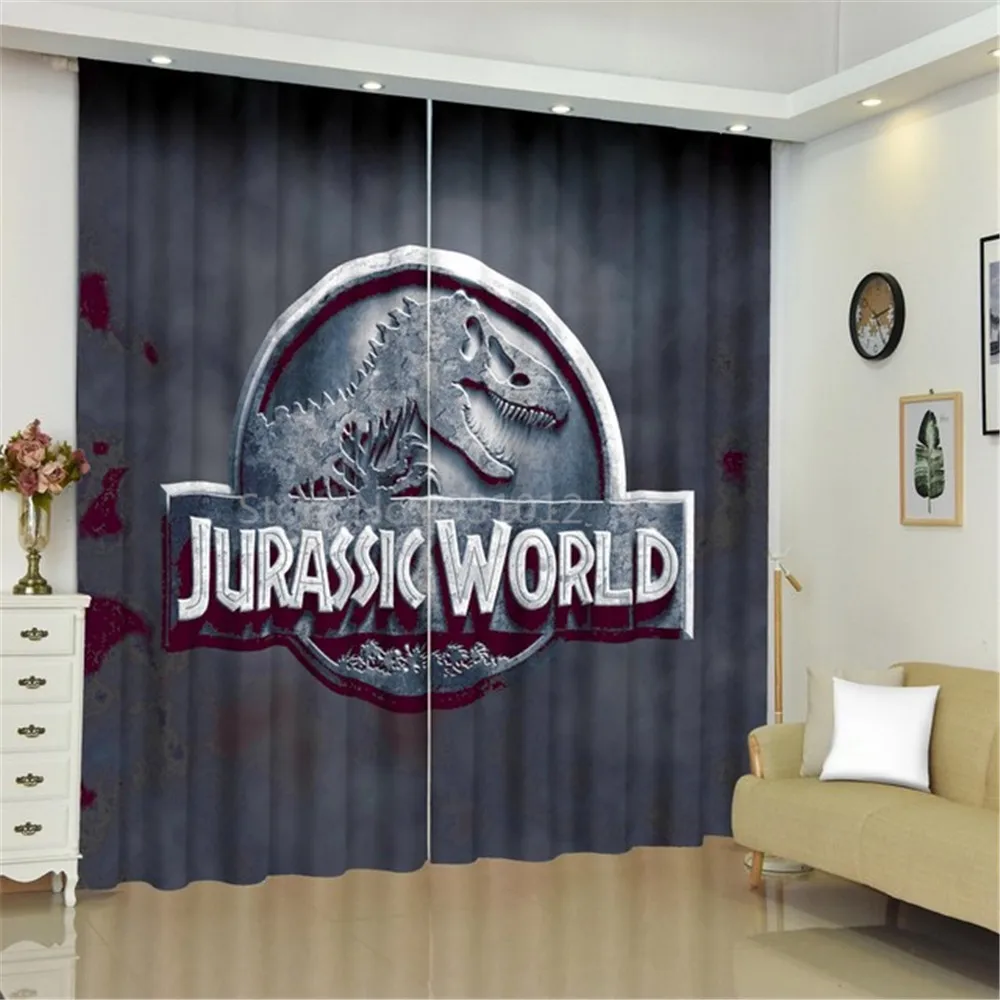 Jurassic Park Dinosaur Blackout Curtain for Kids Room Bedroom Curtain Cartoon Window Drapes for Boys Gift