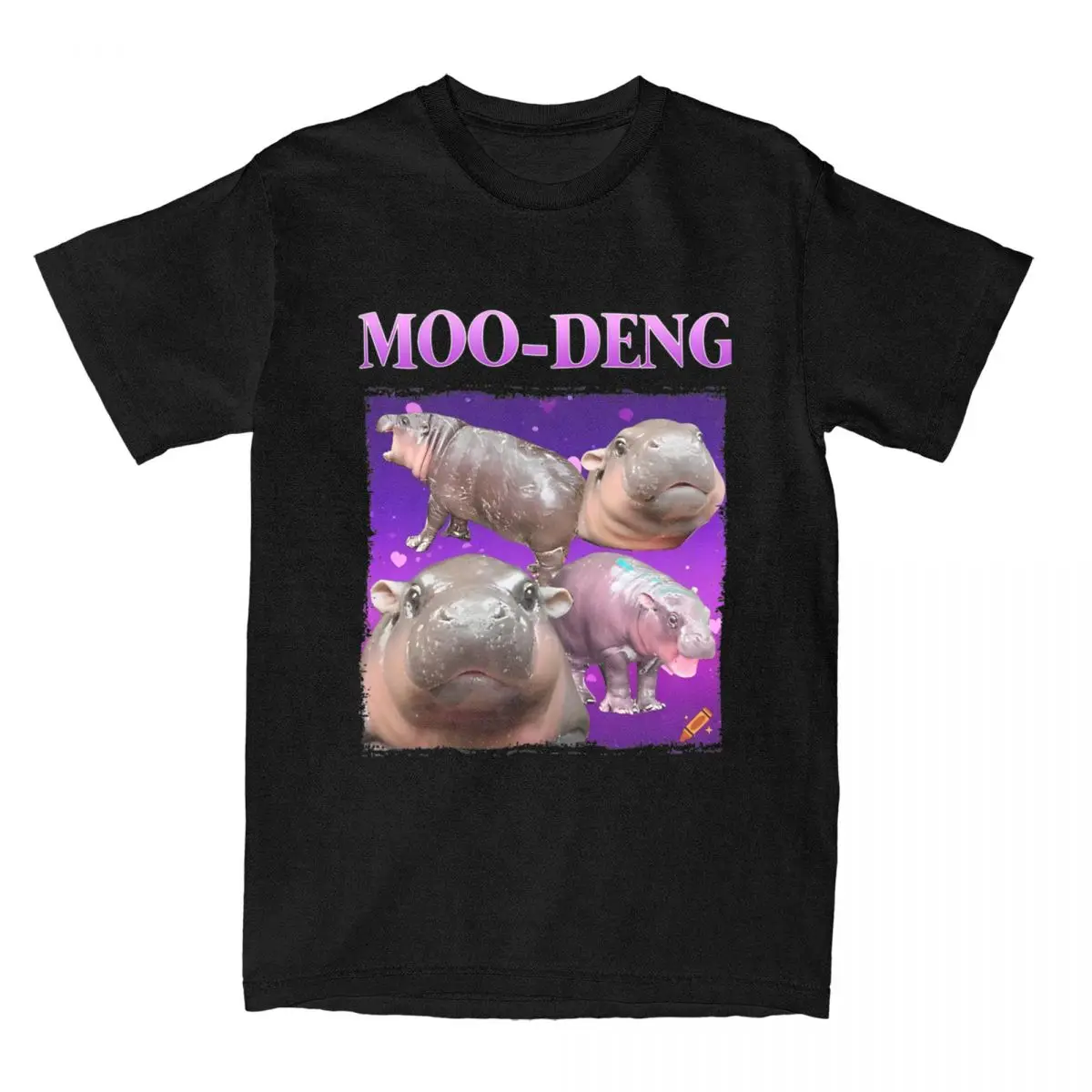 Men Women's T-Shirts Cute Moo Deng The Famous Baby Pigmy Hippo Vintage Cotton Tees Short Sleeve T Shirts Clothes Gift Idea