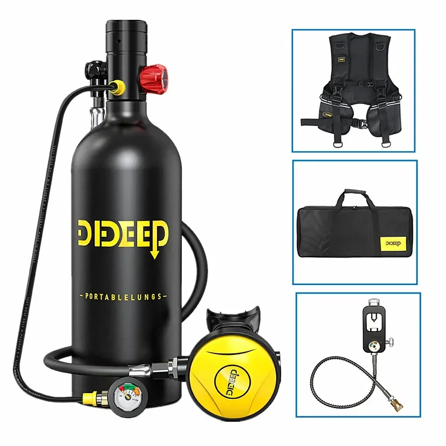 

DIDEEP 2L Scuba Tank Diving Snorkel Equipment Oxygen Dive Vest With Bag Adapter For UnderWater Fishing Equipment X5000 Pro+