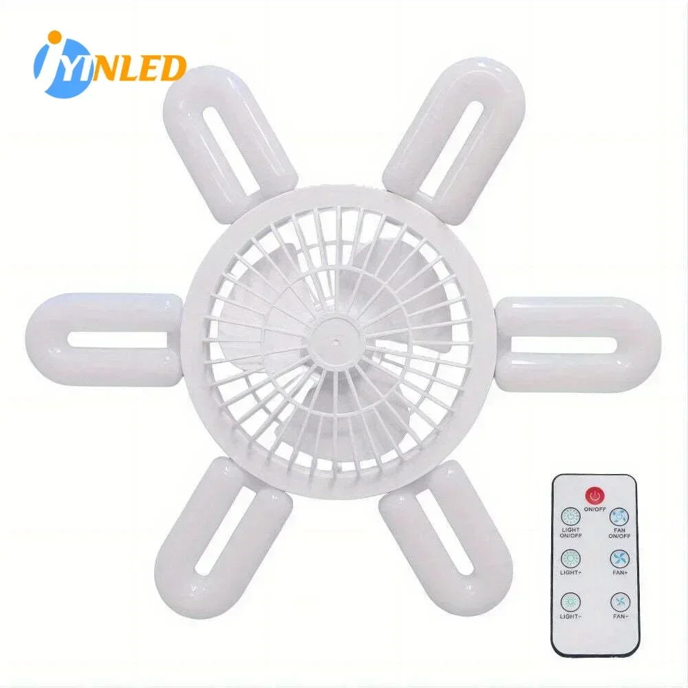 

Modern Smart E27 Socket Ceiling Fan with Dimmable LED Light Chandelier Fan Bedroom Remote Control Ceiling Fan with Led Light