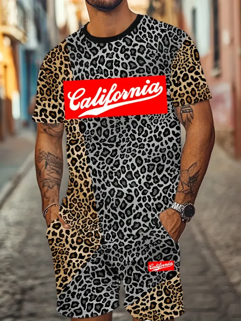  fashion 2025 Summer chic Men's casual sports suit Hip hop street style outdoor activity 3D printed T-shirt shorts set 