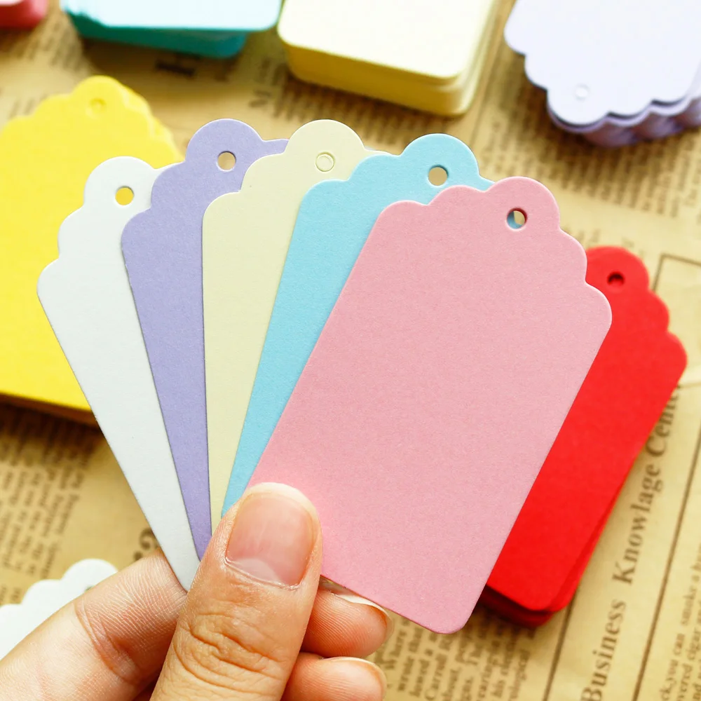 50pcs Blank Gift Tags Colorful Hang Tags Price Tags Wedding Christmas Party Favor Wrapping Label Card DIY Craft Decor Supplies