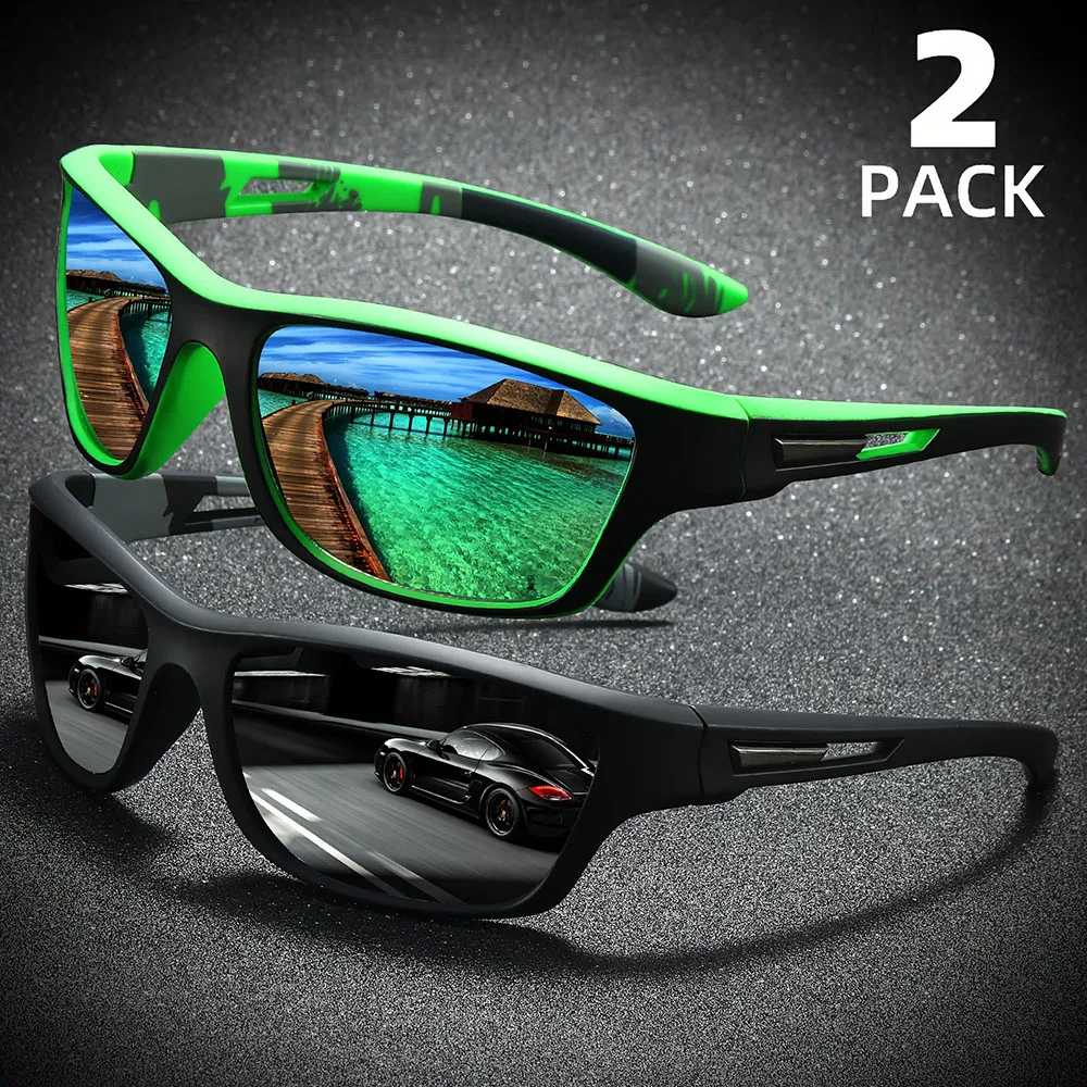 قطعتان من النظارات الشمسية المستقطبة الملتفة حول الرجال والنساء، نظارات حماية مثالية للقيادة والسفر والرياضات الخارجية #3