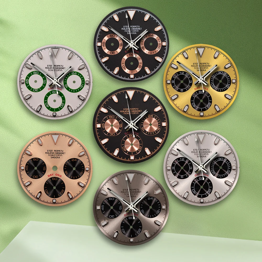 Cadran œil de panda blanc avec Logo S, 29.5mm, cadran VK63, sans aiguilles, adapté au mouvement VK63, accessoires de Modification de montre lumineux vert ﻿