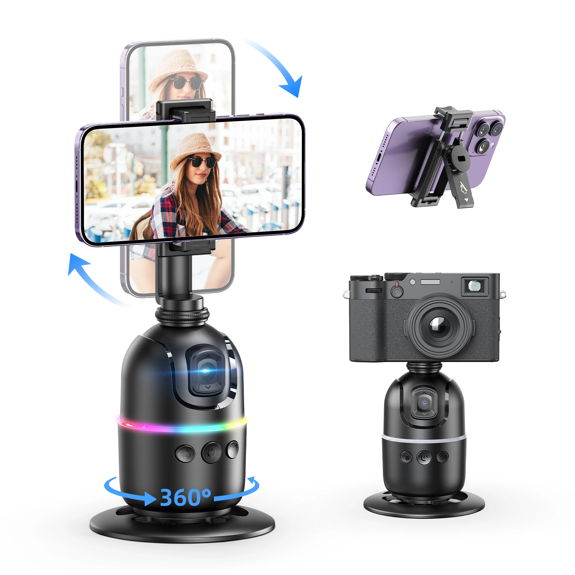 

P03 Stabilizer 360°Auto Smart Face Tracking AI Gimbal Desktop Cell Phone Holder Tripod For Camera Smartphone Video Vlog Live