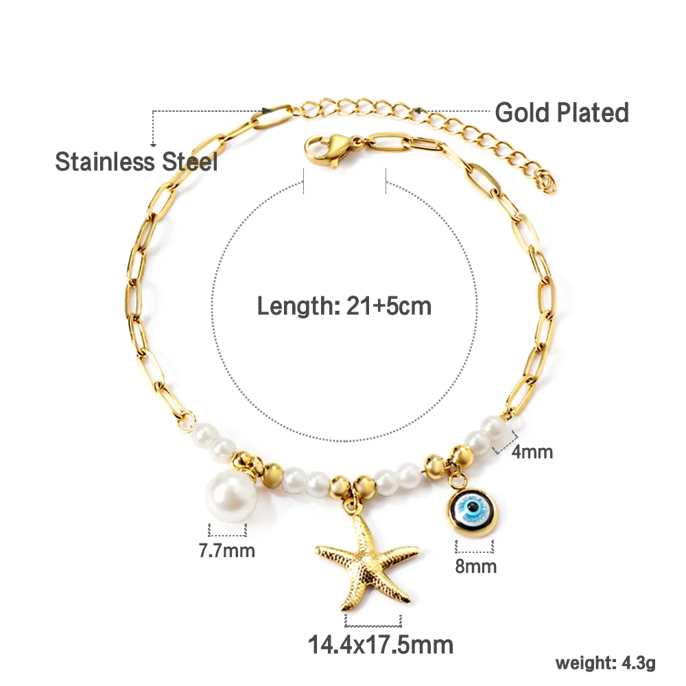 LUXUSTEEL Shell Imitaiton Pearl Golden Women's Charm Anklets Luxury Butterfly Bracelet on Leg Accessories Wedding Party Jewelry