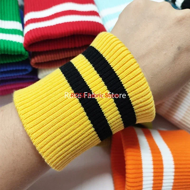 

2Pcs Striped Rib Cuff Fabric Thick Rib Cotton Good Elastic For Autumn Winter Clothing Coat Hoodies Sportswear Sleeve Cuff