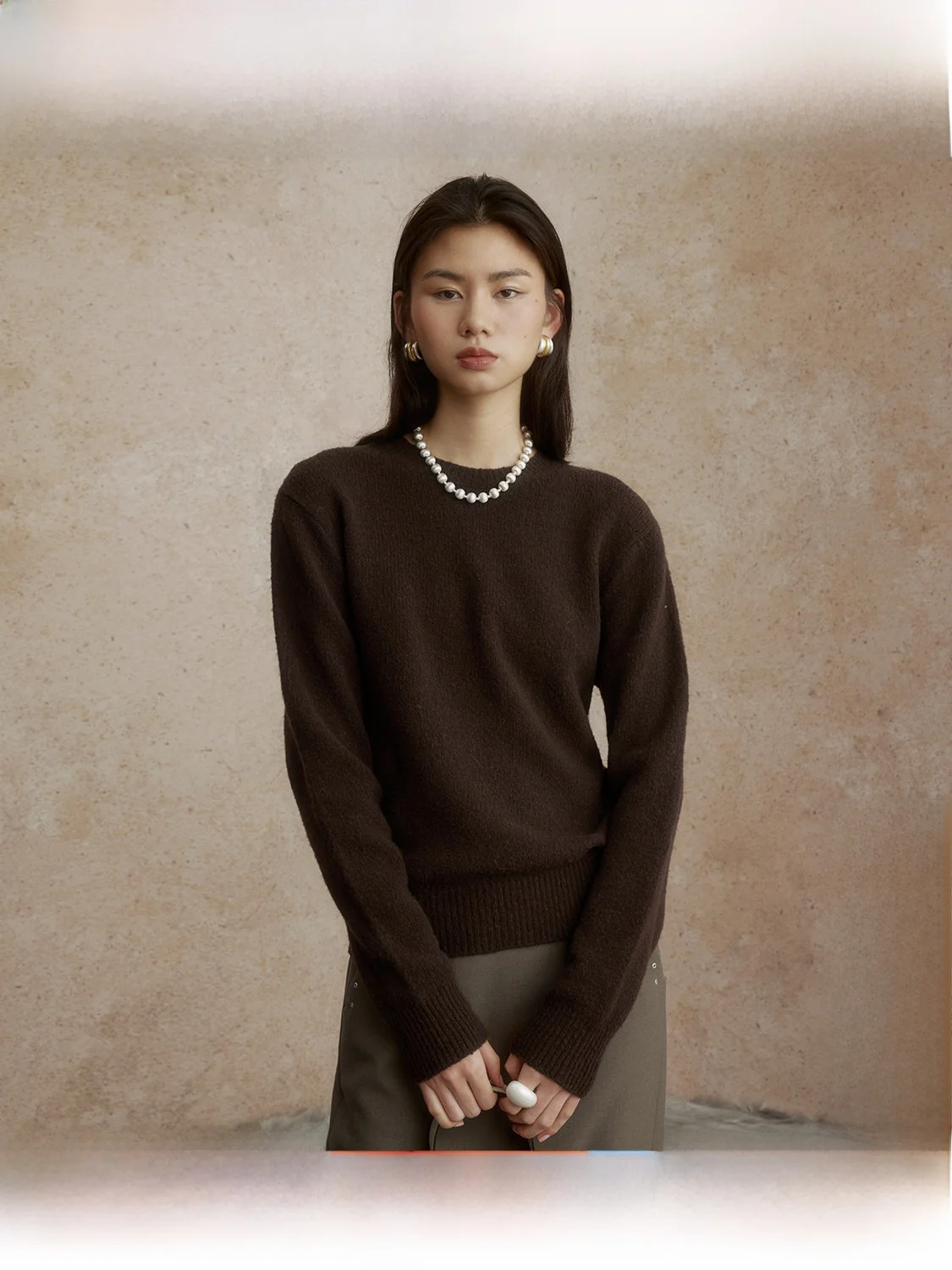 

ZhiZhi FlyMusic Women's round Neck Knitwear Wool Blend Comfortable Loose Fit Autumn Season Long Sleeve Color Lazy Style