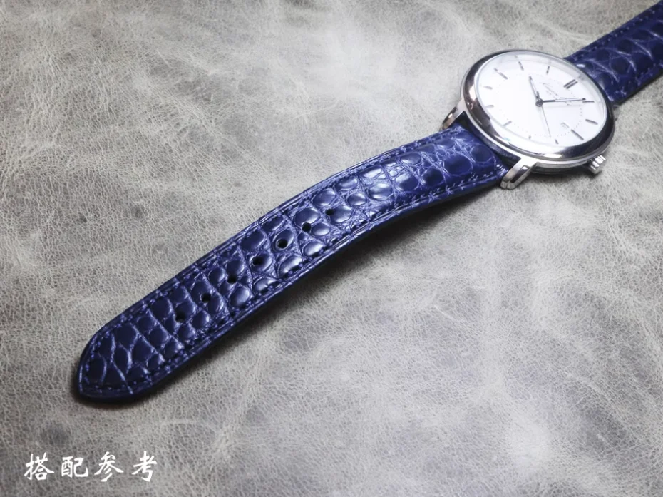 18 20 21 22mm Blue Handmade Strap Crocodile Leather Replacement Watchbands Alligator Grain Genuine Product Watch Band Bracelet