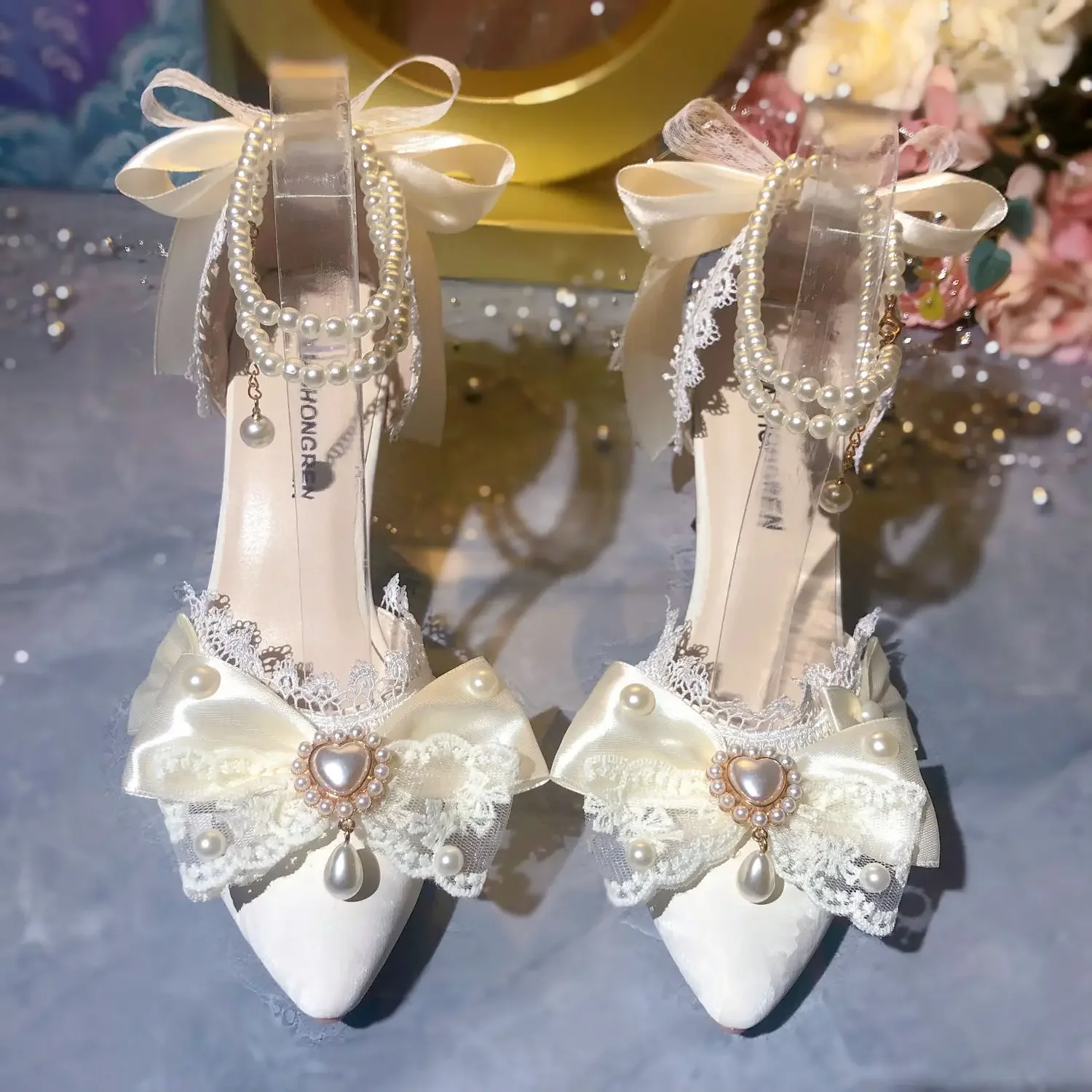 

White Bridal Shoe Wedding Shoes for Women Luxury Designer Mary Jane Elegant Woman Heeled Shoes Designer Heels Y2k Style Shoes