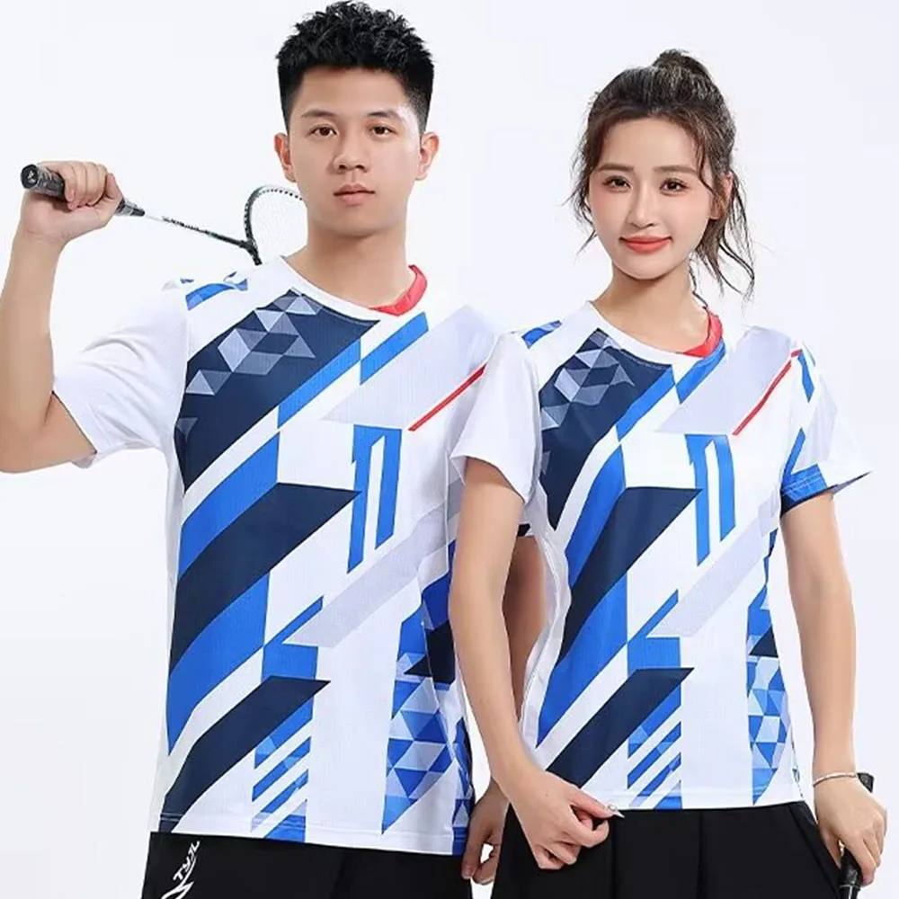 

2024 летняя спортивная теннисная футболка Джерси для мужчин и женщин быстросохнущая футболка с коротким рукавом для настольного тенниса для пинг понга, форма для бадминтона