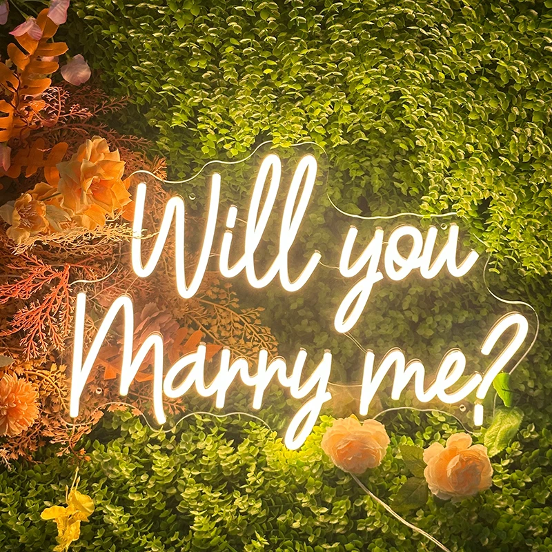 Will You Marry Me Neon Sign Custom Neon Signs Wedding Party Backdrop Decoration Led Neon Lights Living Room Garden Wall Decor