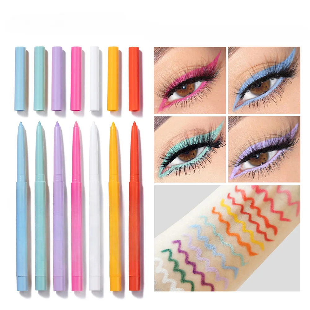 Korean Matte Eyeliner Gel Pencil Easy To Wear Colorful White Yellow Blue Eye Liner Pen Cream Women Eye Makeup Cosmetics