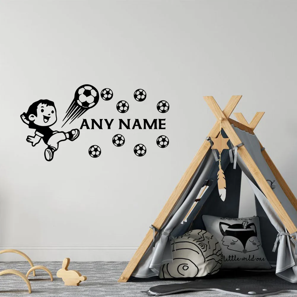 1PC New Soccer Customized Name Name Wall Stickers Vinyl Art Decals Study Room Personalized Name Vinyl Art Decal