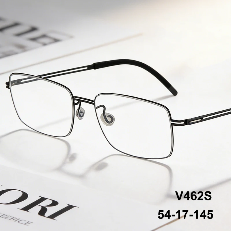 

Новые квадратные дизайнерские оправы для очков V462S, безвинтовые, ультралегкие, для мужчин и женщин, с тонкой оправой, ручной работы