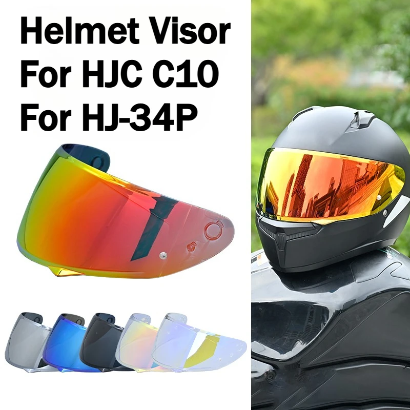 HJ 34P Motorcycle Helmet Visor Lens for HJC C10 Replace Anti-UV Anti-Scratch Dustproof Wind Shield Motorcycle Accessories