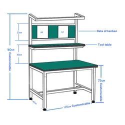 Customized Two-layer Workshop Workbench Assembly Line Operation Working Table Packing Anti-static Workbench For Factory