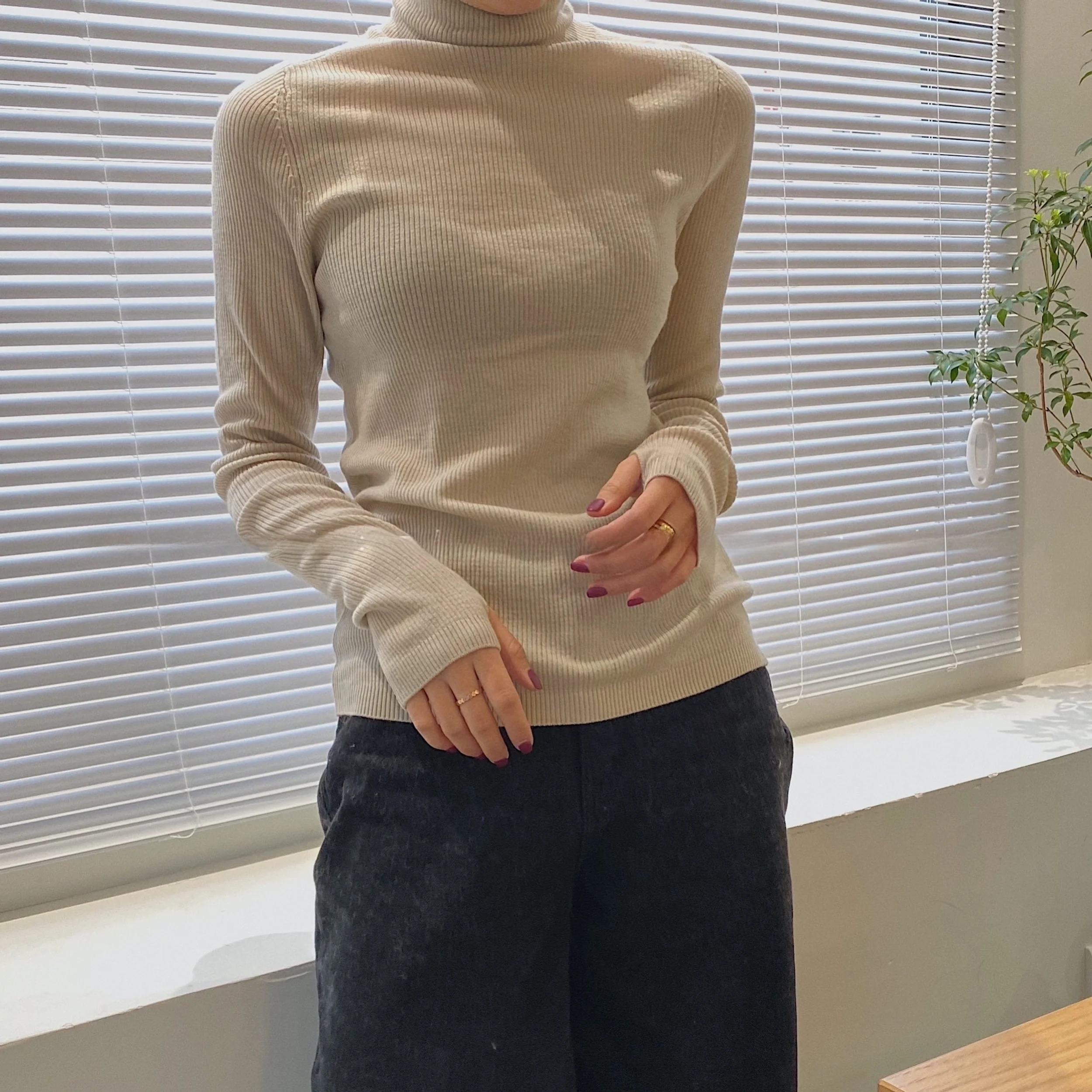 

LDOO OP Classic Basic Beautiful Knitted Long Sve Woolen High Collar Base Layer irt Faionable Commute Sle Slim Fit