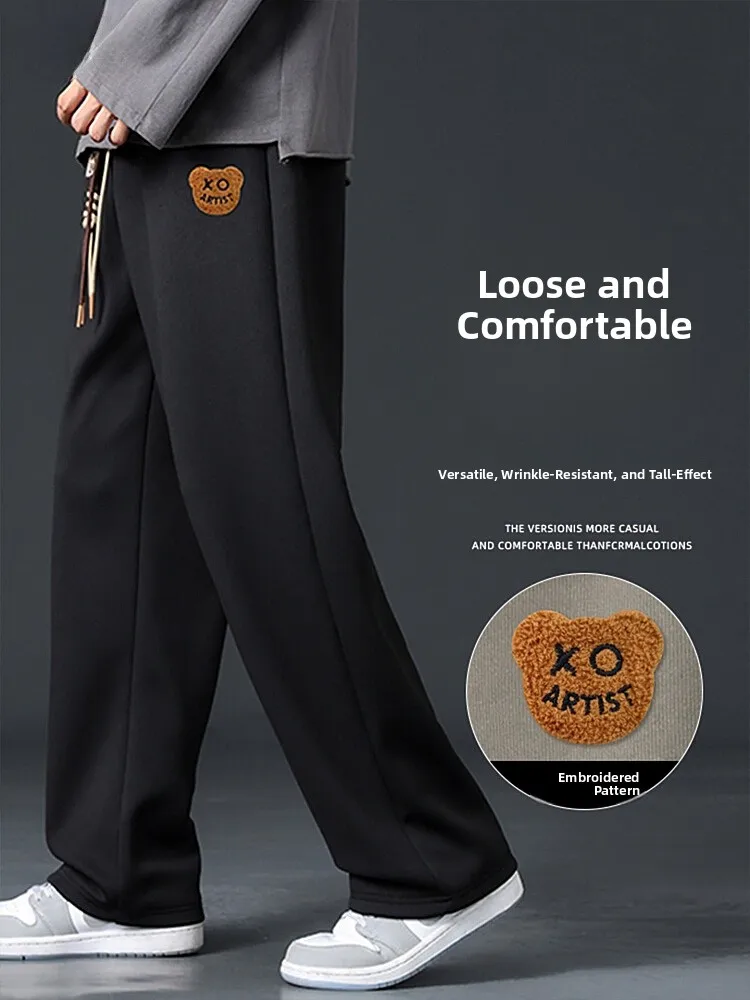 

Мужские повседневные осенние спортивные брюки свободного кроя с прямыми штанинами, модные, абсолютно новые, 2025 года, с кроссовками, средняя талия, полиэстер...