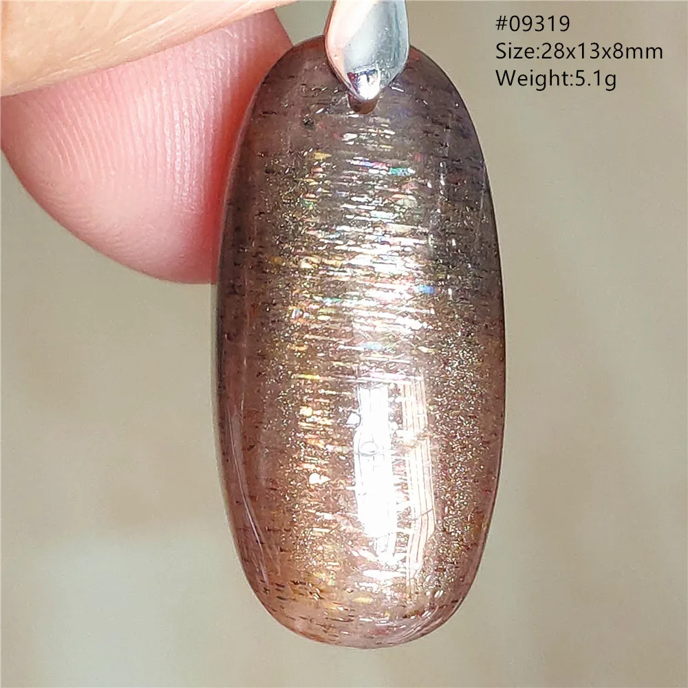 Natural Black Sunstone Orange Moonstone Pendant Gemstone Women Pendant Flash Moonstone Oval Necklace Beads AAAA