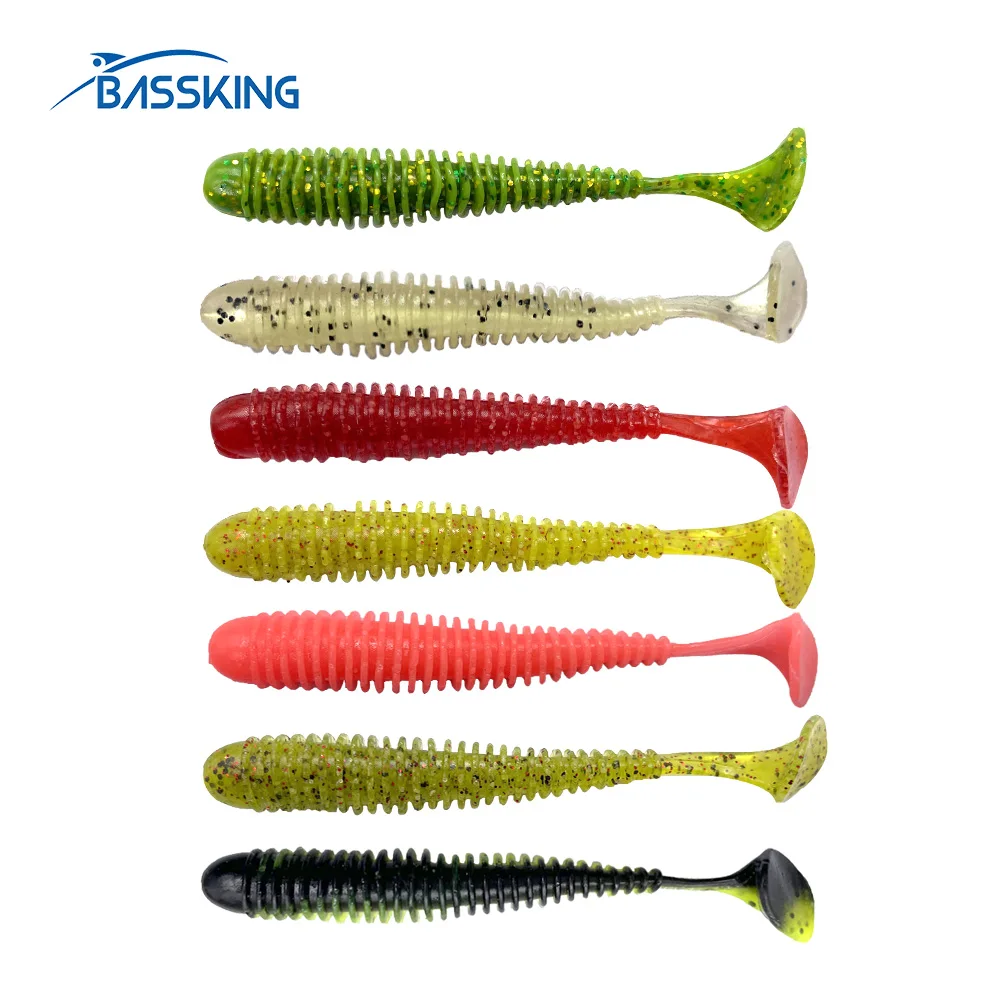 BASSKING 96mm 4.3g Soft Baits T Tail Fishing Lure SilIcone Artificial Bait Pesca Fishing Wobbler Bass Worm Swimbait Soft Lure