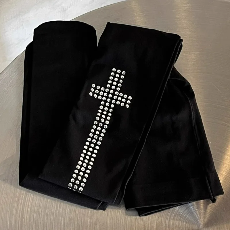 2000s مثير السراويل الضيقة المرأة حجر الراين الصليب الطوب السراويل الجمالية تمتد الهيب هوب الشارع عادية تأثيري فتاة عاطفية Y2k #6