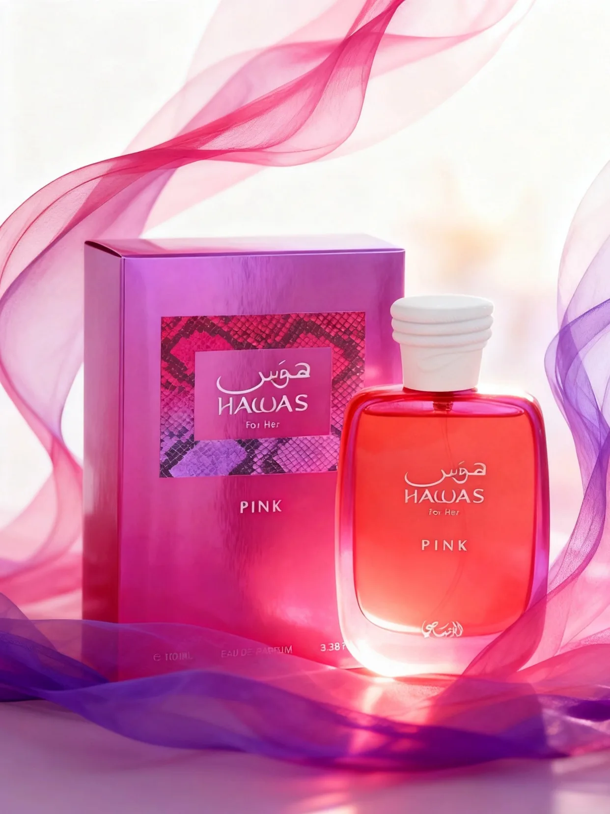 RASASI Hawas Pink For Her Eau de Parfum Spray 100ml (3.4 oz), Parfum Floral Fruity untuk Wanita, Vanila, Permen Kapas & Marshmallow