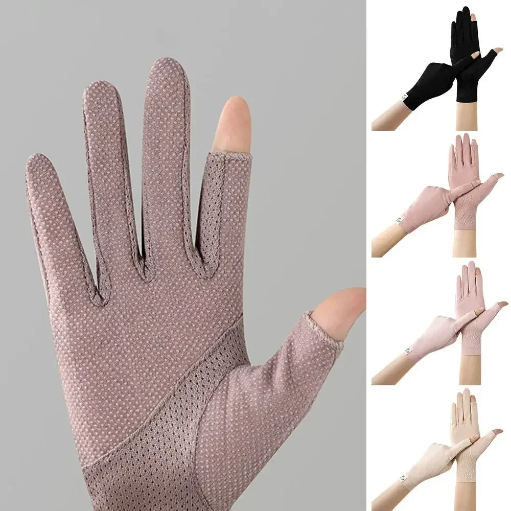 

UV Protection Ice Outdoor Spring Summer Thin Gloves Women Touch Screen Gloves Anti-UV Breathable Non Slip Riding Driving Gloves