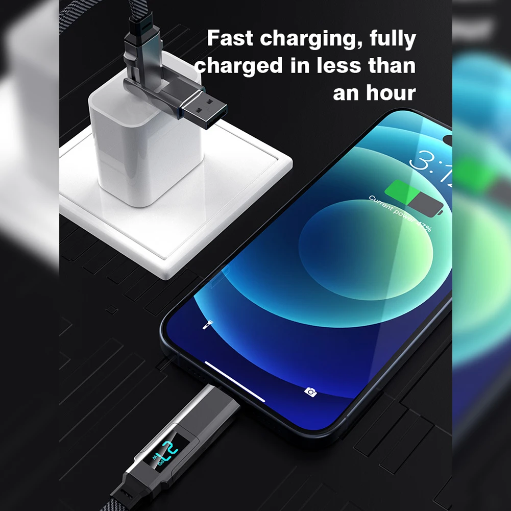 PD 100W USB Type C 4 in 1 Data Cable Fast Charging for iPhone 15 14 13 Samsung Xiaomi Redmi OPPO Fast Transfer Cable