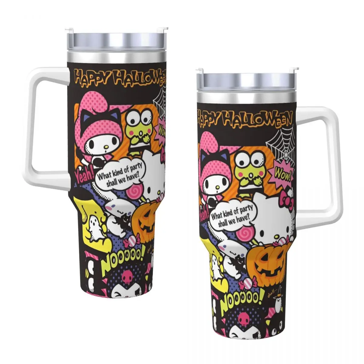 

Sanrio Kuromi Hello Kitty My Melody Halloween Stainless Steel Tumbler Car Mugs Large Cups Insulated Cold Drink Water Bottle