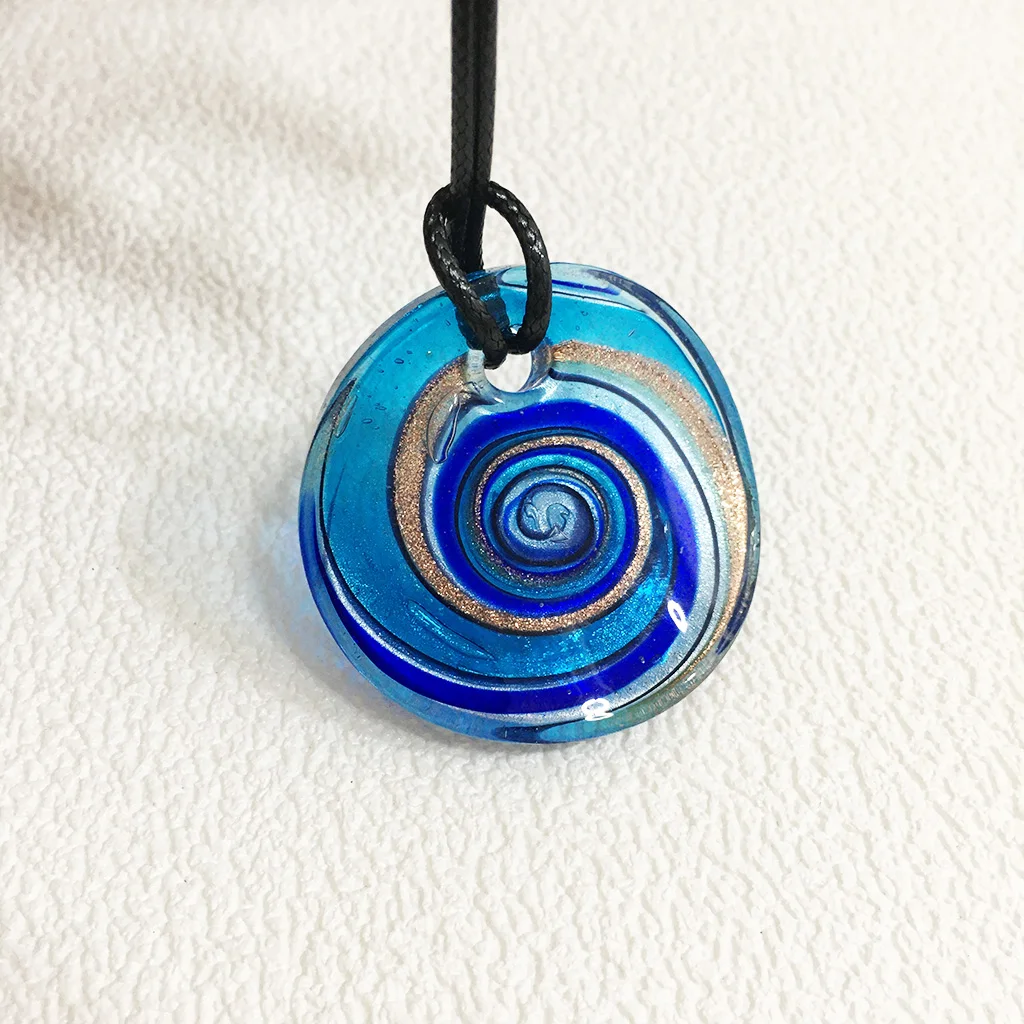 1PCS Vintage Red Blue Lollipop Glass Murano Floral Round Swirl Lampwork Pendant Necklace For Women Cheap Items With Jewelry