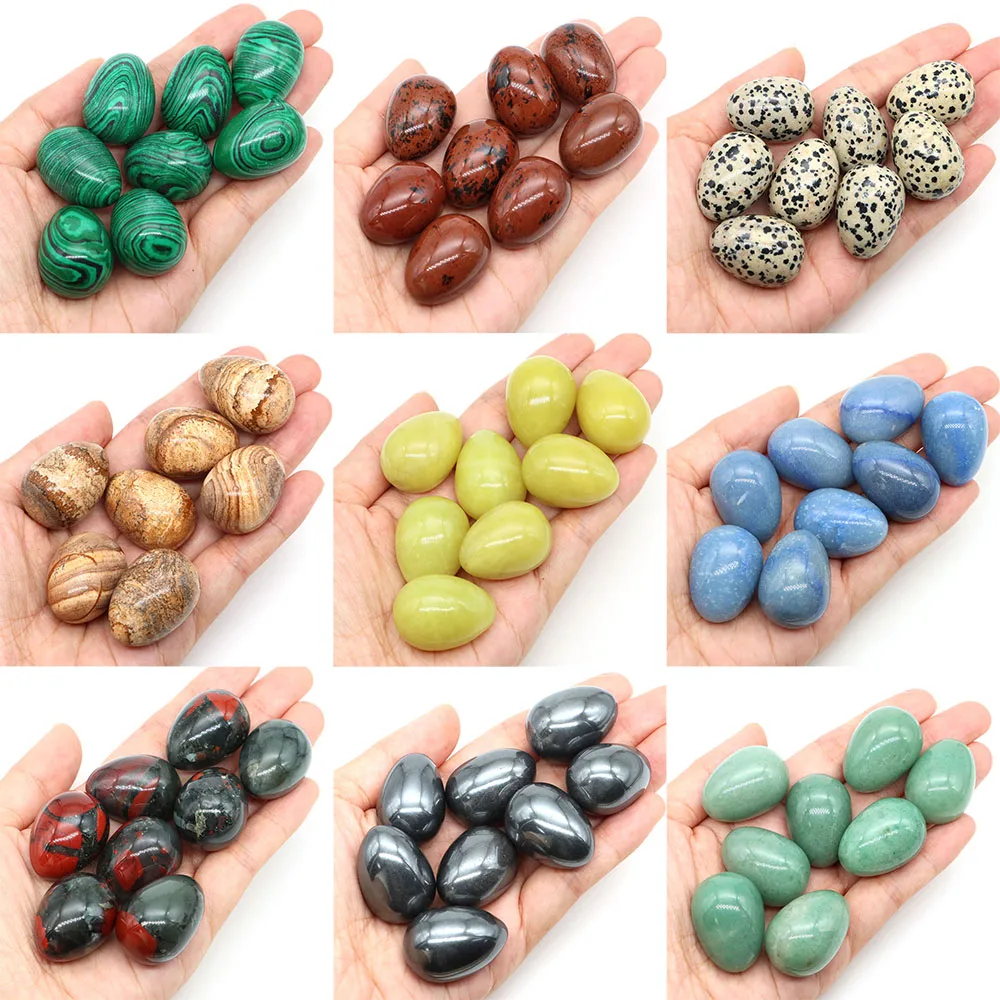 22x30mm Natural Stones Massage Egg Reiki Healing Crystals Agate Quartz Chakra Gemstones Energy Mineral Specimen Home Decor Gifts