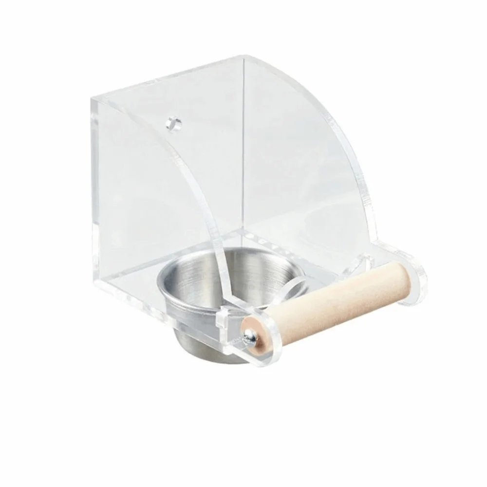 304 Stainless Steel Parrot Feeding Bowl Anti-splash Anti-Slip Stand Hanging Bird Cage Feeder Large Capacity Easy To Clean