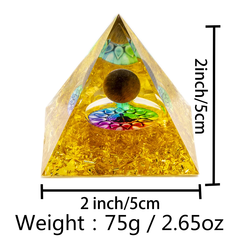 5cm/2inch Orgone Pyramid The Zodiac Pyramid Chakra Energy Healing Crystal Pyramid for Health Lucky Success Home Decor Gift