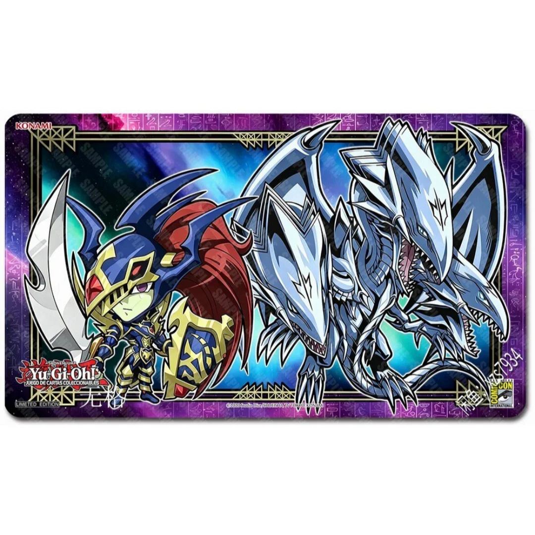 600x350mm Yu-Gi-Oh! Q Version Toon World Playmat Black Luster Soldier Blue-Eyes Ultimate Dragon Single Rubber Board Game Mat Toy