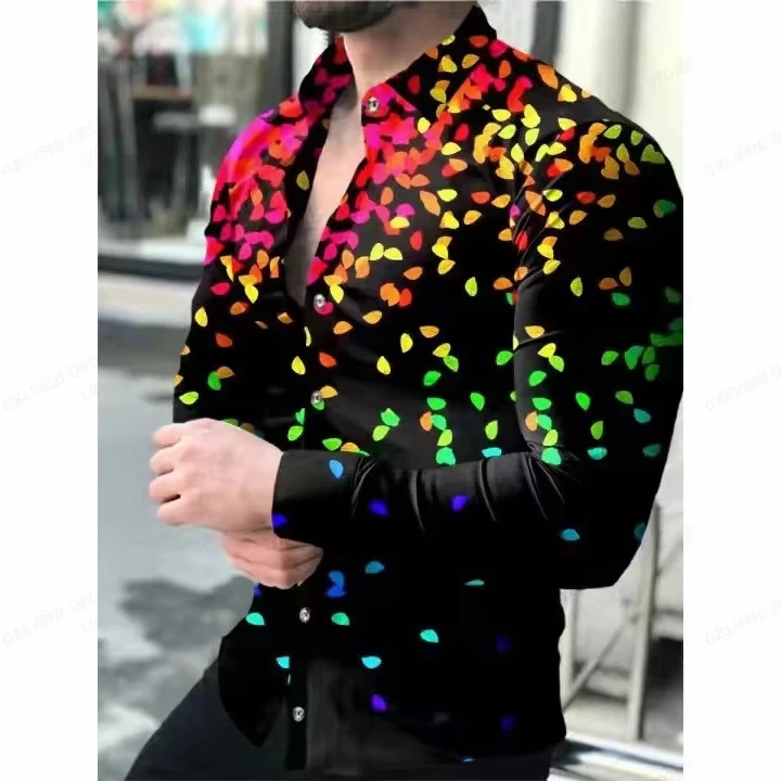 Herren-Hemd mit Leopardenmuster, Hawaii, 2024, Revers, Umlegekragen, lange Ärmel, Strandurlaub, Bluse, Teenager-Mode ​ ​