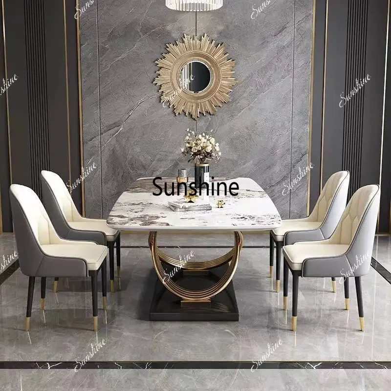 Light luxury rock slab dining table Modern minimalist size rectangular dining tableTJ