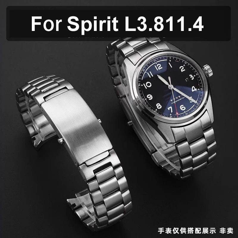 

Stainles steel watch strap For Longines Spirit series L3.811.4.93.6 22mm Arc interface Silver Soild Metal Men Sports Watchband