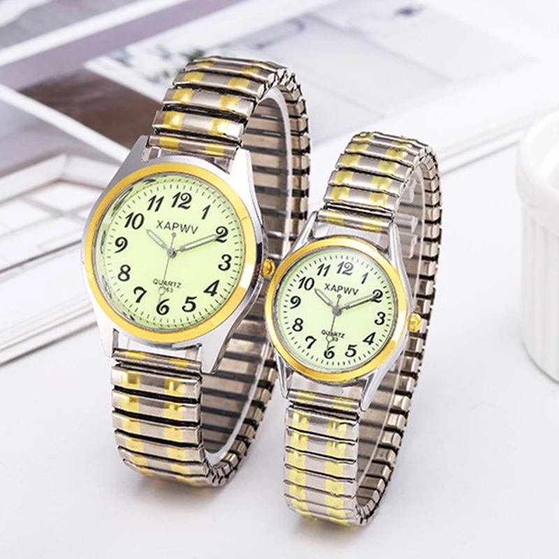 Quartz Men's Watch Casual Digital Luminous Dial Elderly Watch Elastic Band Couple Watch Women's Pair