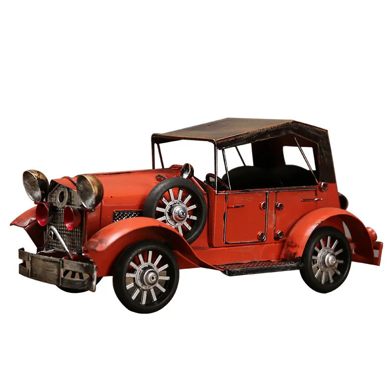 Luminous Vintage Car Model Metal Office Tabletop Decoration Home Decor Children Gift Toy Iron Craft Boy Birthday Gift