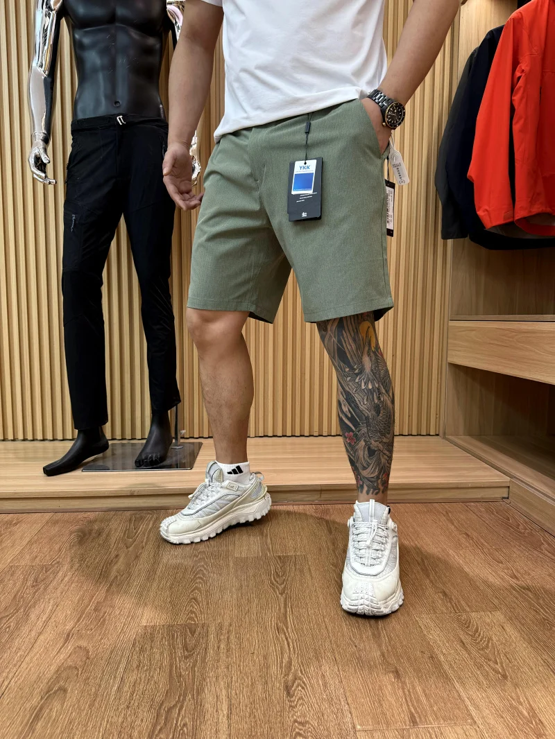 

Высококачественные дышащие мужские летние повседневные орты для всего тела, эластичные молодежные брюки, прямые ноги, средняя талия, молния, летающие орты