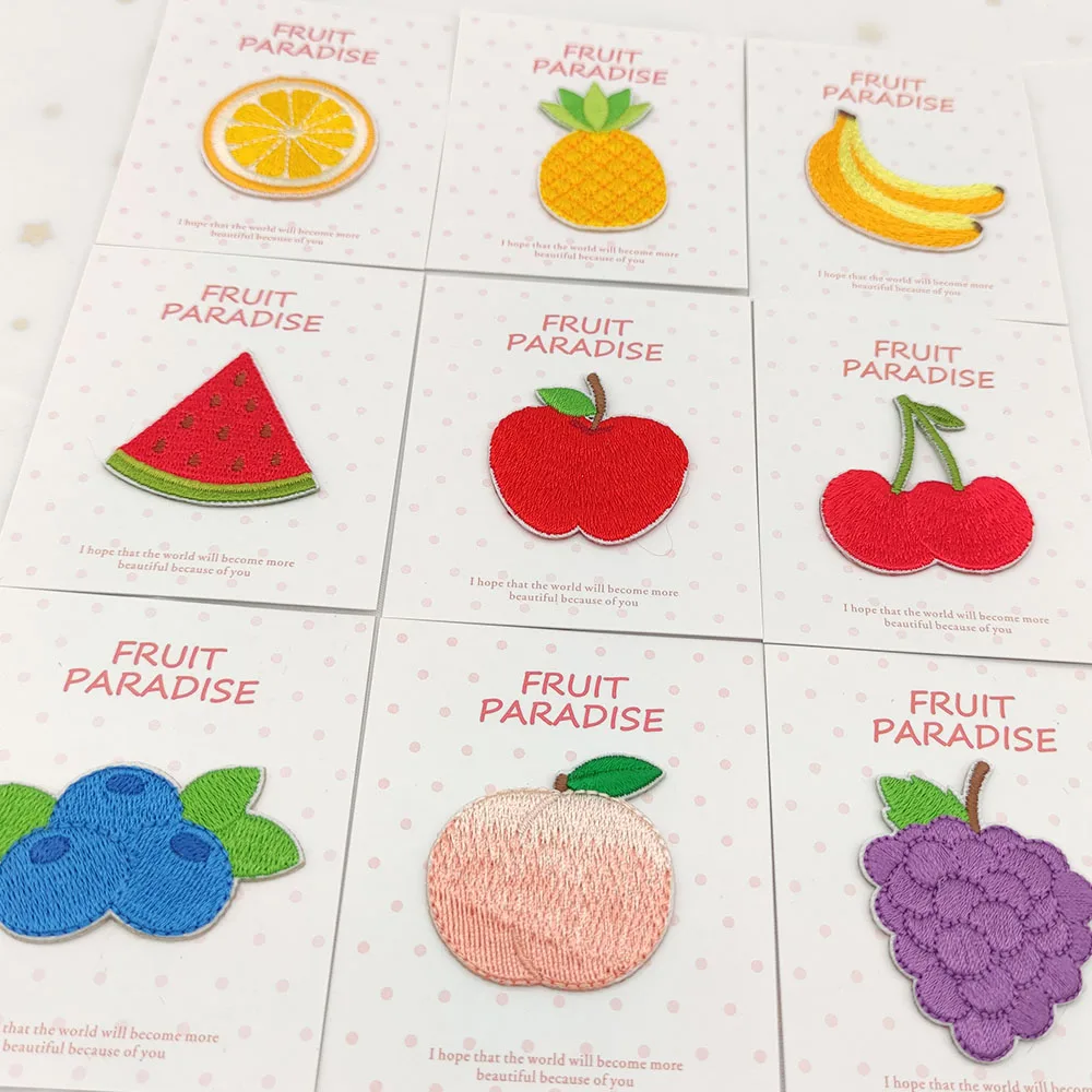 Cute Fruit Series Self-adhesive Embroidery Patches For Clothes DIY Stickers Iron On Jacket Backpack Sewing Appliques Repair Hole