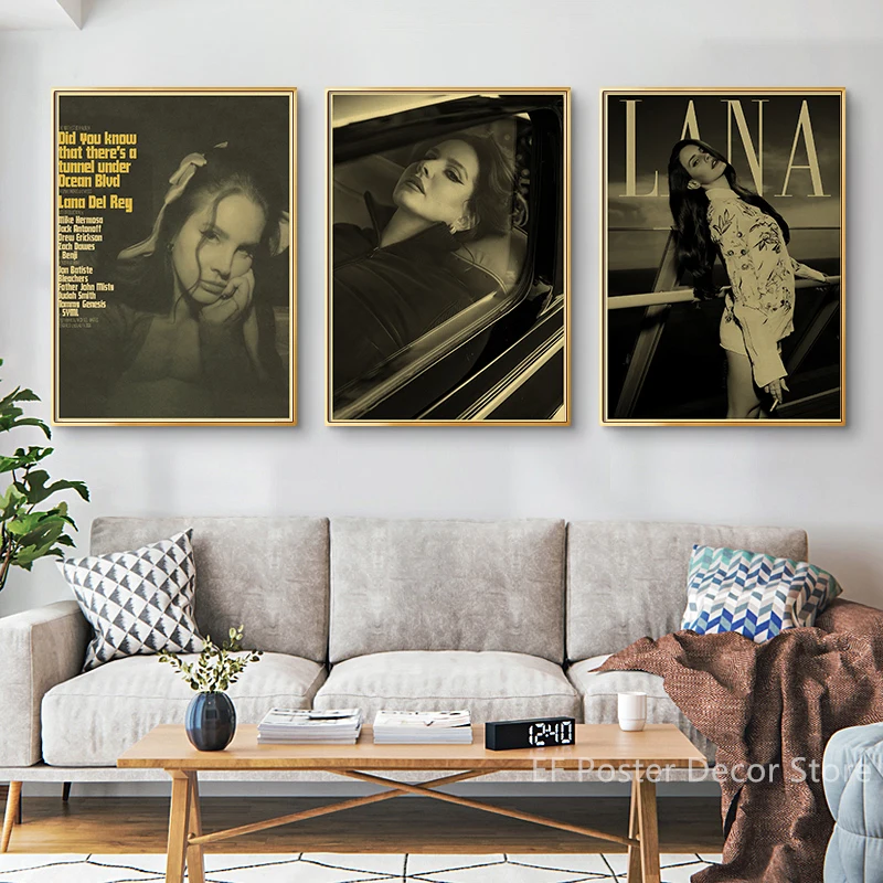 Lana Del Rey Retro Poster Prints Singer AKA Lizzy Grant Music Album Cover Painting LDR Vintage Home Room Bar Cafe Art Wall Decor